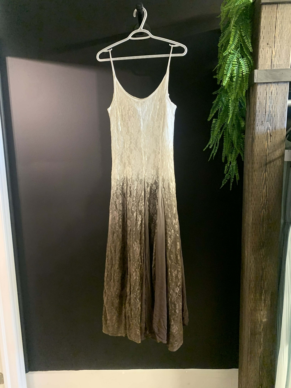 Vintage/Y2K Together White to Brown Ombre Lace Maxi Dress